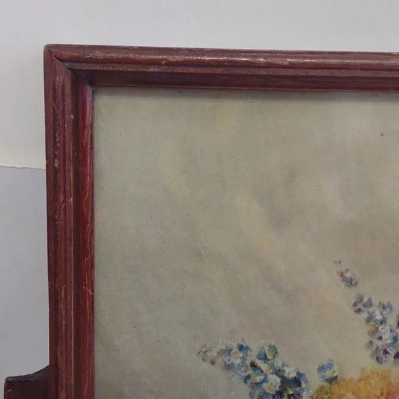 Antique Wooden Tray with Gustave Weigand Lithograph Under Glass
